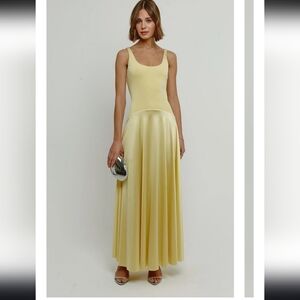 Rare London Yellow Satin Maxi Dress